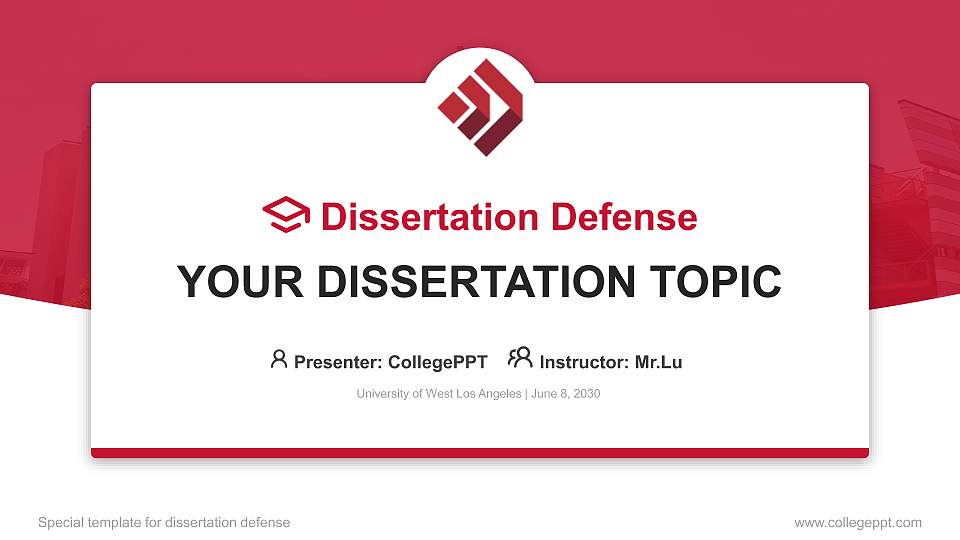 University of West Los Angeles Graduation Thesis Defense PPT Template16:9 ratio PPT effect preview image