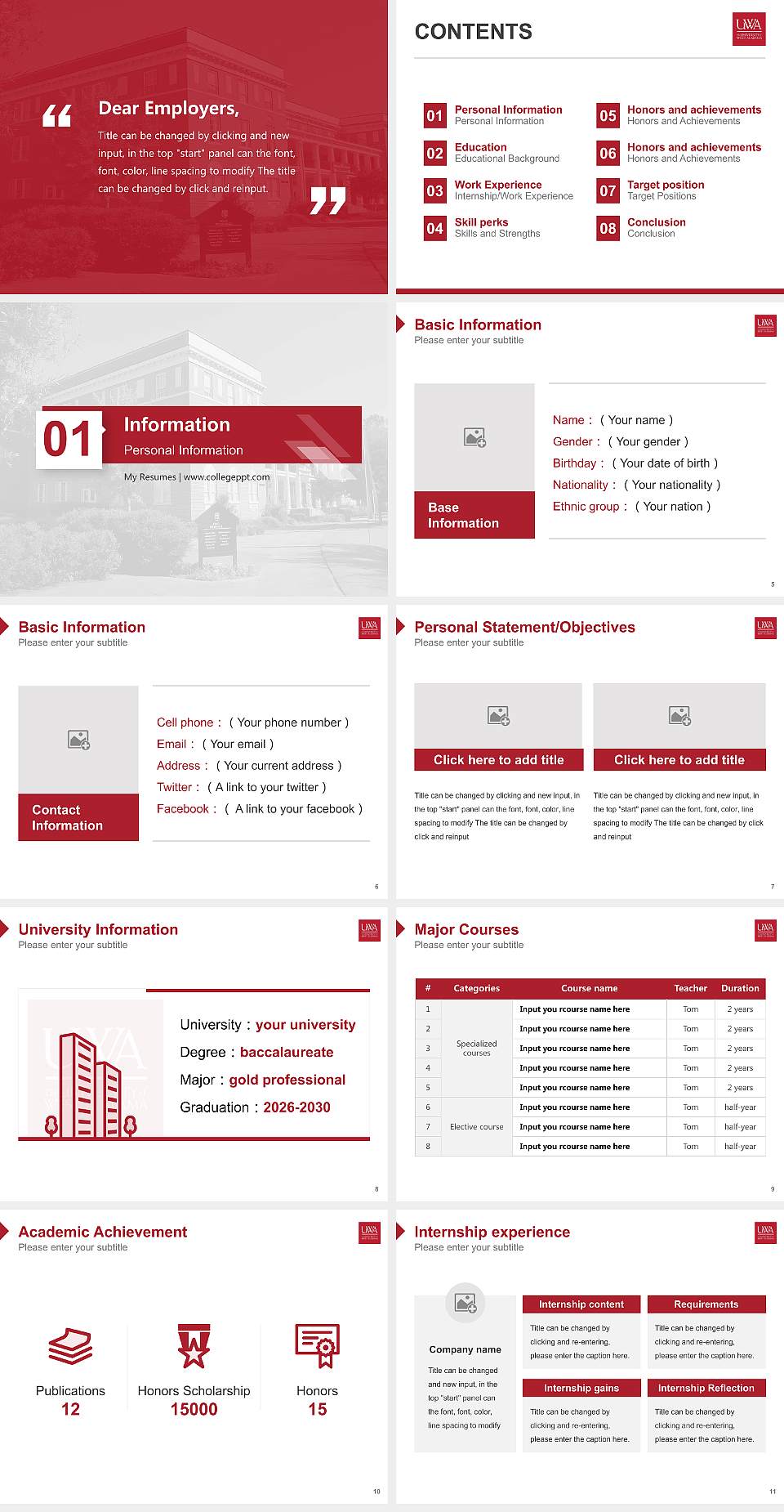 University of West Alabama Resume PPT Template4:3 ratio PPT effect preview image2