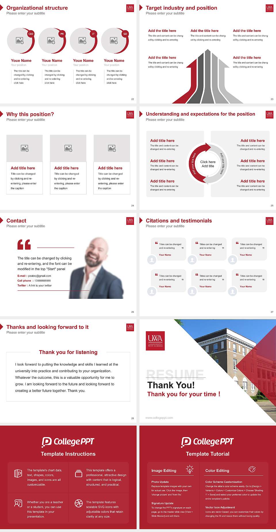 University of West Alabama Resume PPT Template4:3 ratio PPT effect preview image4