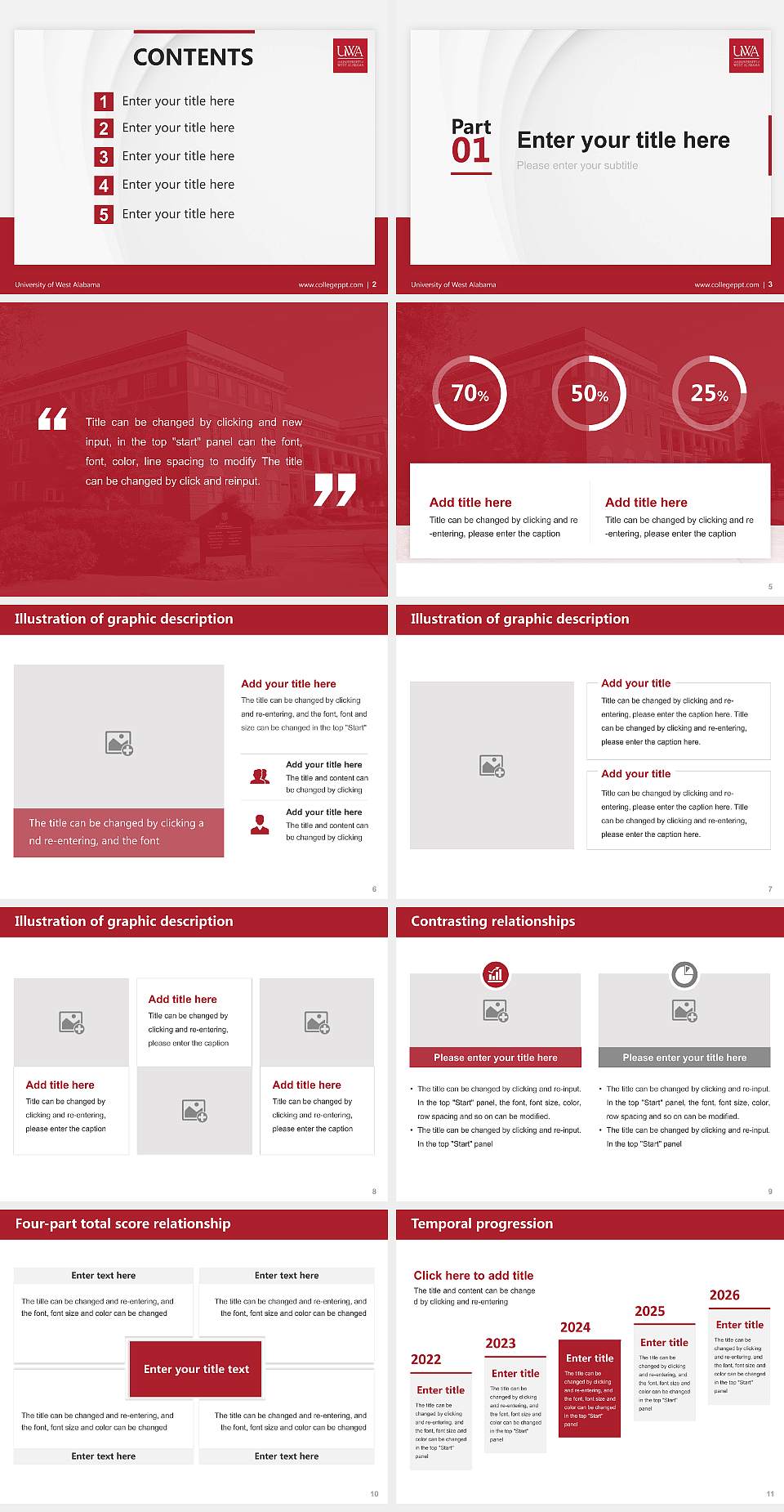 University of West Alabama Thesis Proposal/Graduation Defense PPT Template4:3 ratio PPT effect preview image2