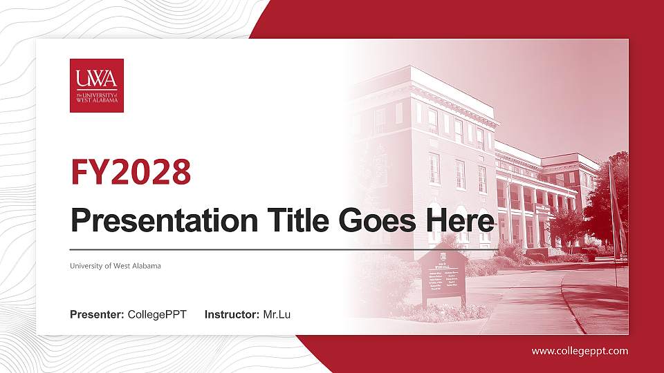 University of West Alabama Academic Presentation/Research Findings Report PPT Template16:9 ratio PPT effect preview image
