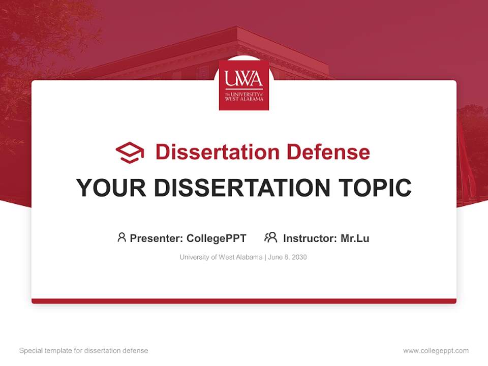 University of West Alabama Graduation Thesis Defense PPT Template4:3 ratio PPT effect preview image7