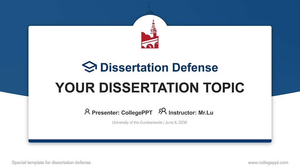 University of the Cumberlands Graduation Thesis Defense PPT Template16:9 ratio PPT effect preview image
