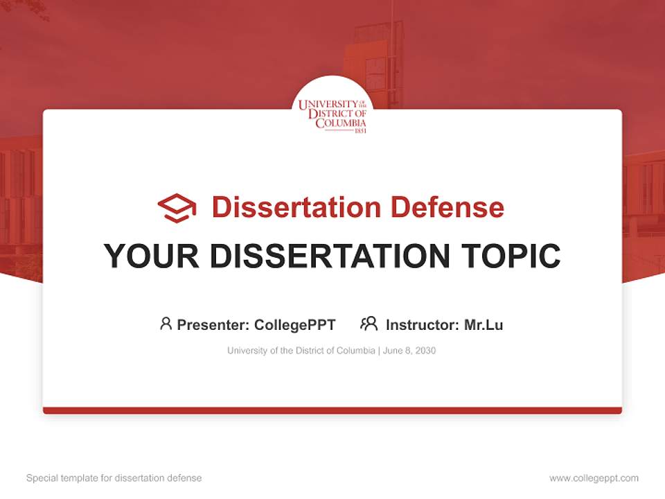 University of the District of Columbia Graduation Thesis Defense PPT Template4:3 ratio PPT effect preview image7