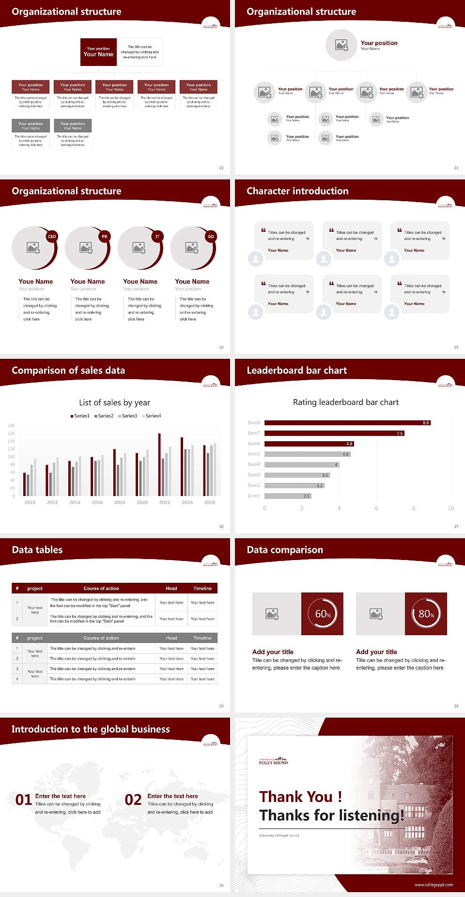 University of Puget Sound Academic Presentation/Research Findings Report PPT Template4:3 ratio PPT effect preview image4
