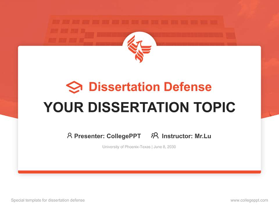 University of Phoenix-Texas Graduation Thesis Defense PPT Template4:3 ratio PPT effect preview image7