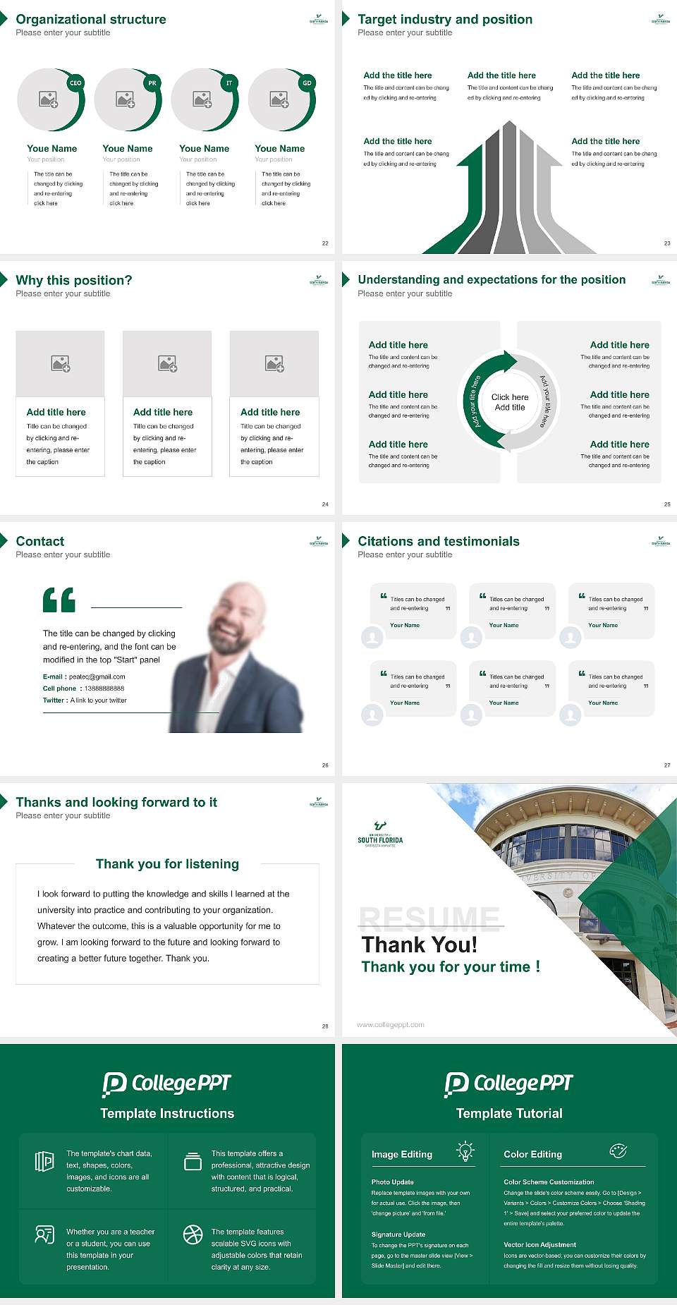 University of South Florida-Sarasota-Manatee Resume PPT Template4:3 ratio PPT effect preview image4