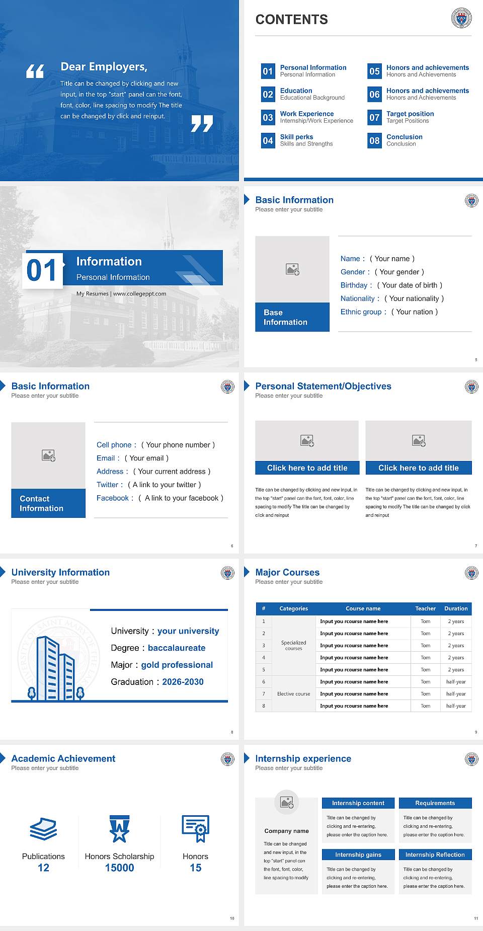 University of Saint Mary of the Lake Resume PPT Template4:3 ratio PPT effect preview image2