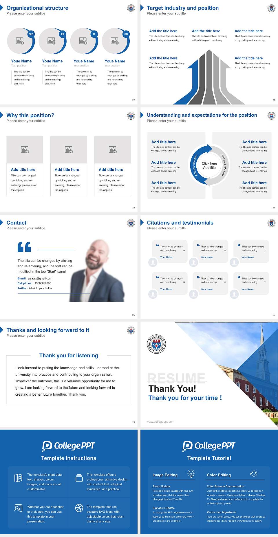 University of Saint Mary of the Lake Resume PPT Template4:3 ratio PPT effect preview image4