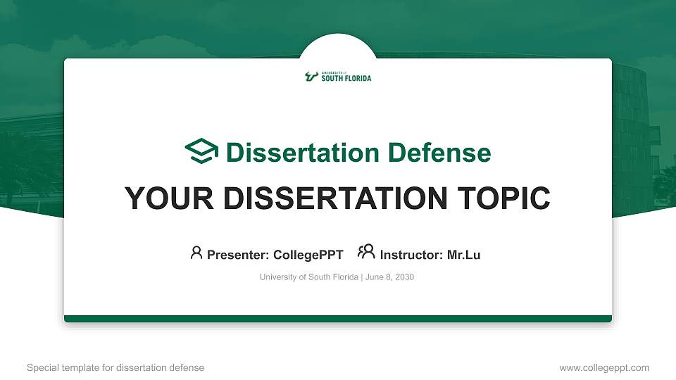 University of South Florida Graduation Thesis Defense PPT Template16:9 ratio PPT effect preview image