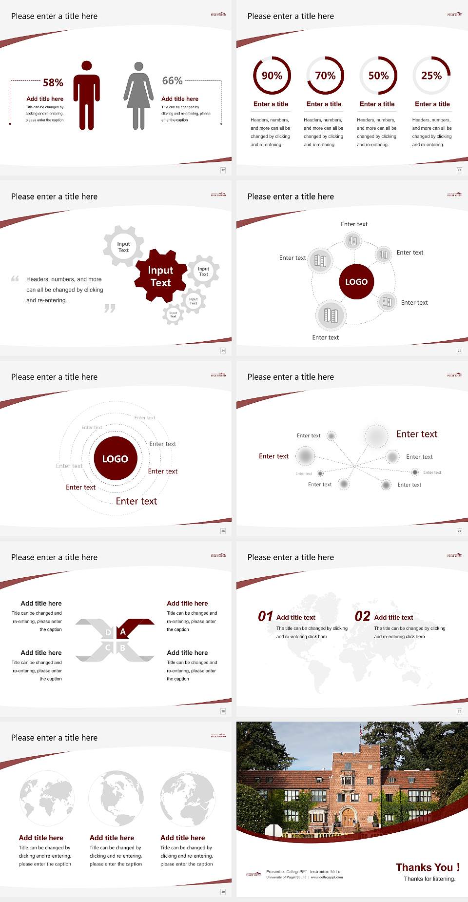 University of Puget Sound Course/Courseware Creation PPT Template4:3 ratio PPT effect preview image4