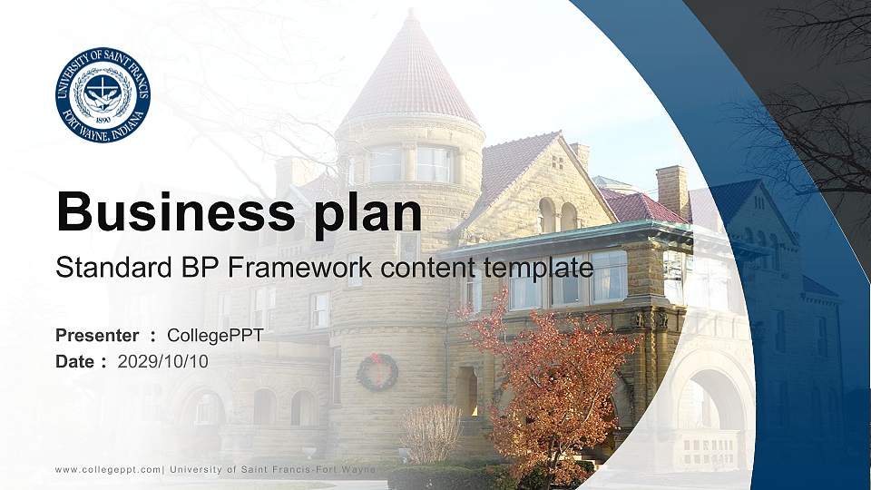 University of Saint Francis-Fort Wayne Competition/Entrepreneurship Contest PPT Template16:9 ratio PPT effect preview image