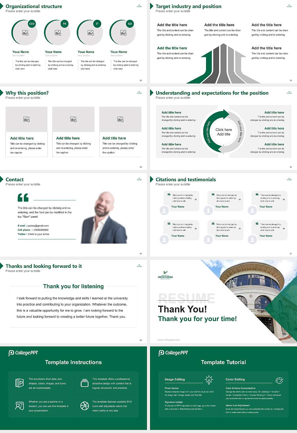 University of South Florida-Sarasota-Manatee Resume PPT Template16:9 ratio PPT effect preview image4