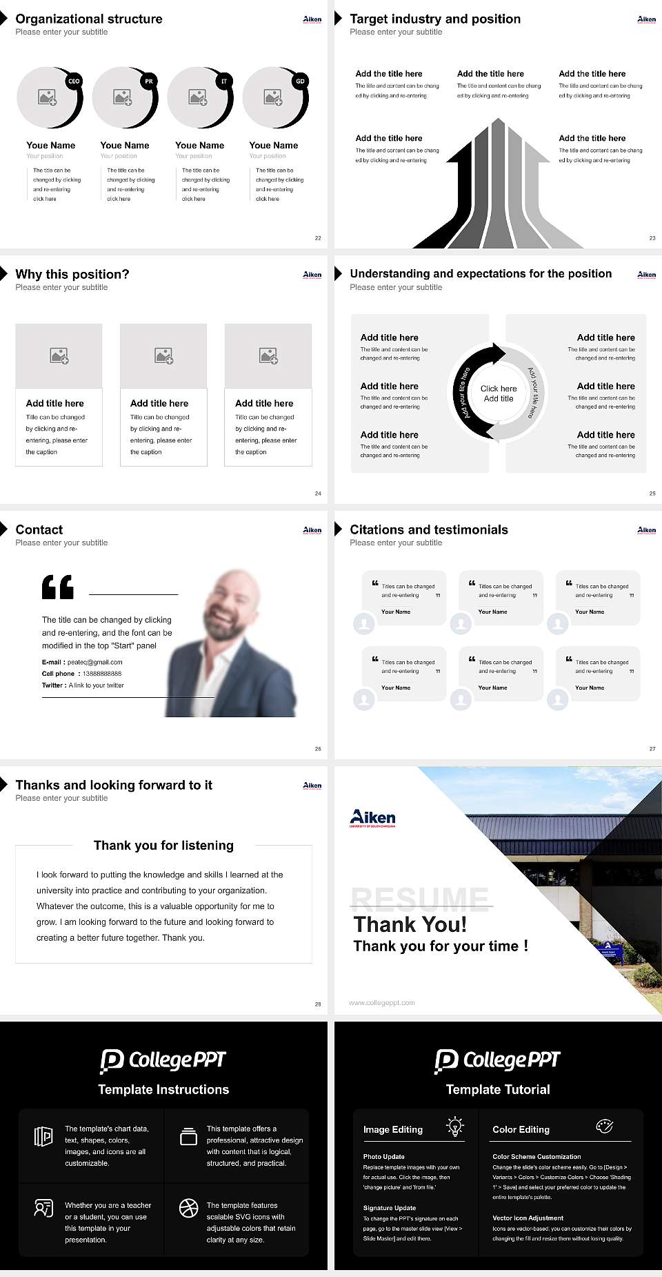 University of South Carolina Aiken Resume PPT Template4:3 ratio PPT effect preview image4