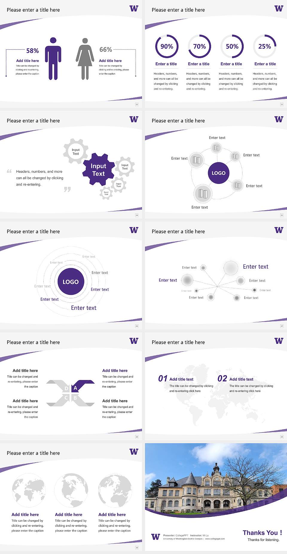 University of Washington-Seattle Campus Course/Courseware Creation PPT Template4:3 ratio PPT effect preview image4