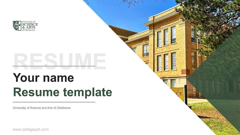 University of Science and Arts of Oklahoma Resume PPT Template16:9 ratio PPT effect preview image