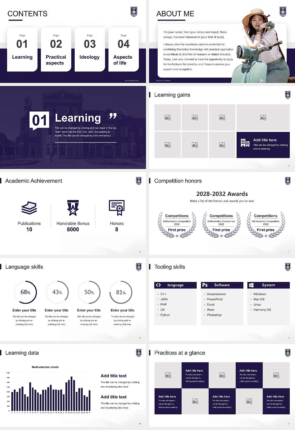 University of Portland National Scholarship Defense PPT Template16:9 ratio PPT effect preview image2