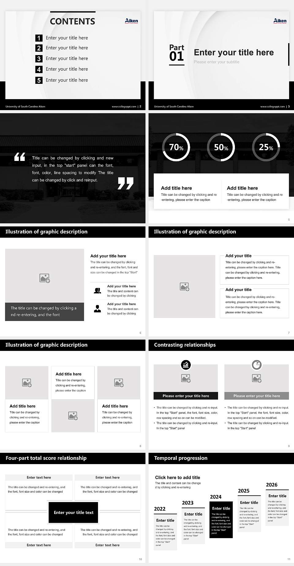 University of South Carolina Aiken Thesis Proposal/Graduation Defense PPT Template4:3 ratio PPT effect preview image2