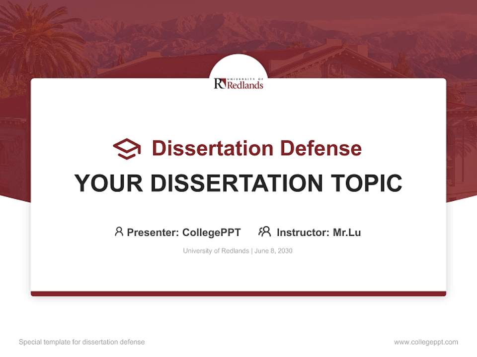 University of Redlands Graduation Thesis Defense PPT Template4:3 ratio PPT effect preview image7