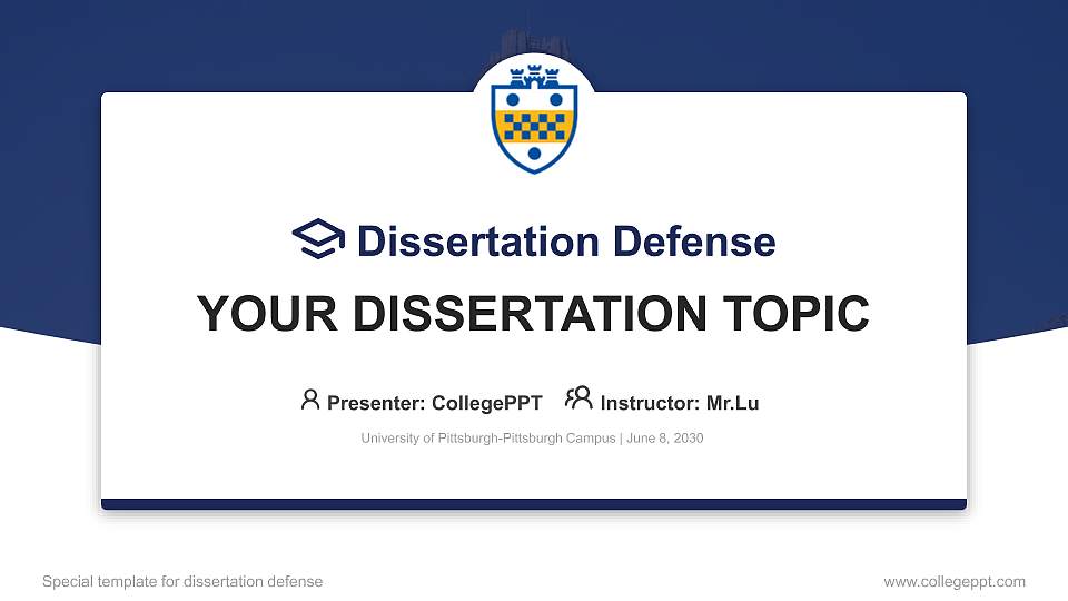 University of Pittsburgh-Pittsburgh Campus Graduation Thesis Defense PPT Template16:9 ratio PPT effect preview image