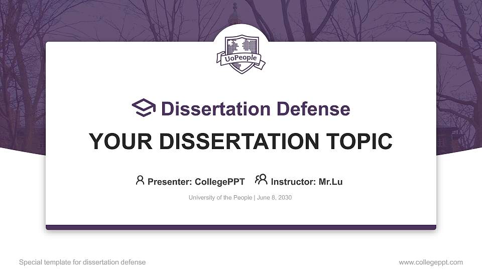 University of the People Graduation Thesis Defense PPT Template16:9 ratio PPT effect preview image