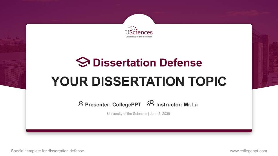 University of the Sciences Graduation Thesis Defense PPT Template16:9 ratio PPT effect preview image
