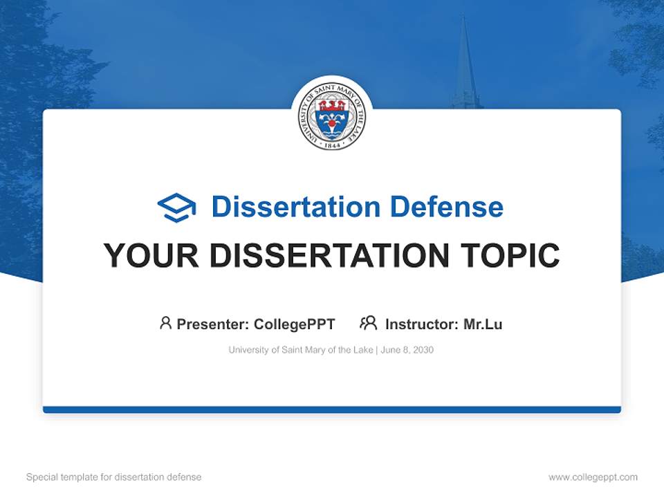 University of Saint Mary of the Lake Graduation Thesis Defense PPT Template4:3 ratio PPT effect preview image7