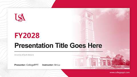 University of South Alabama Academic Presentation/Research Findings Report PPT Template