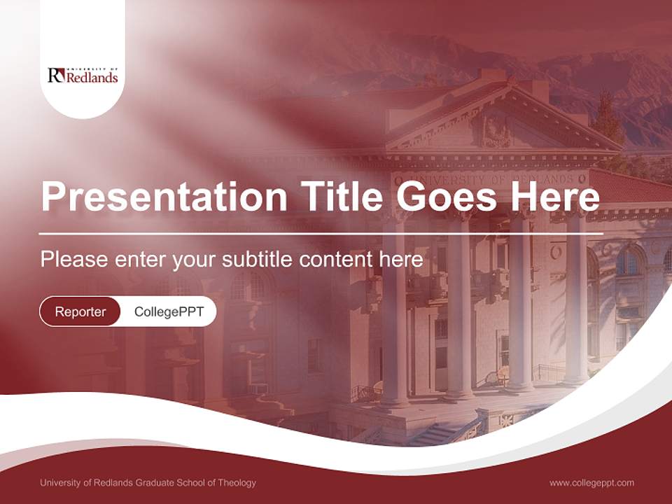 University of Redlands Graduate School of Theology Lecture Sharing and Networking Event PPT Template4:3 ratio PPT effect preview image4