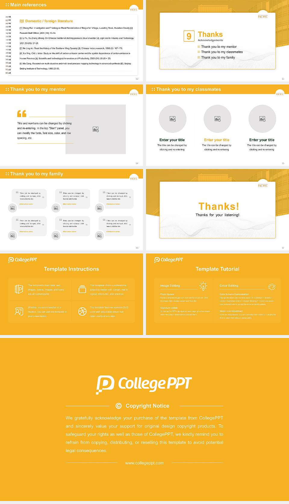 University of the Pacific Graduation Thesis Defense PPT Template16:9 ratio PPT effect preview image7