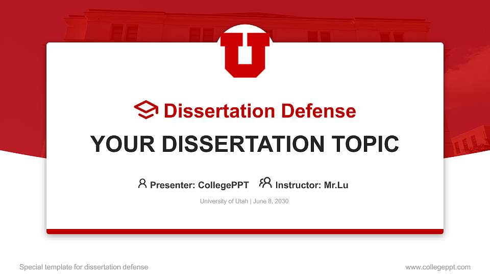 University of Utah Graduation Thesis Defense PPT Template16:9 ratio PPT effect preview image