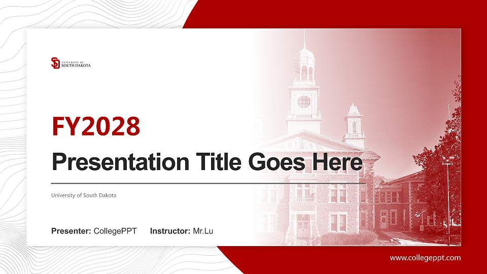 University of South Dakota Academic Presentation/Research Findings Report PPT Template16:9 ratio PPT effect preview image