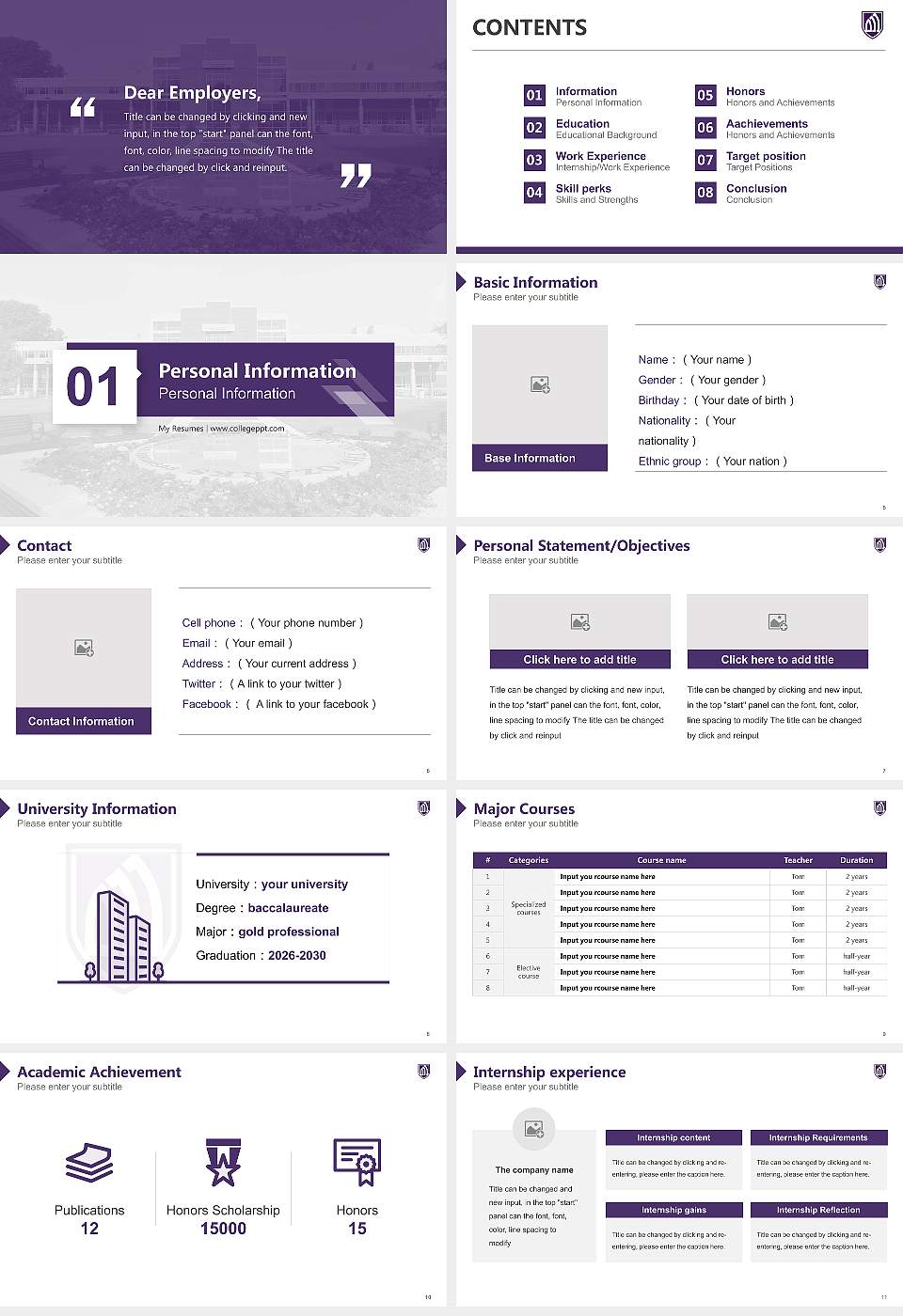 University of the Ozarks Resume PPT Template16:9 ratio PPT effect preview image2