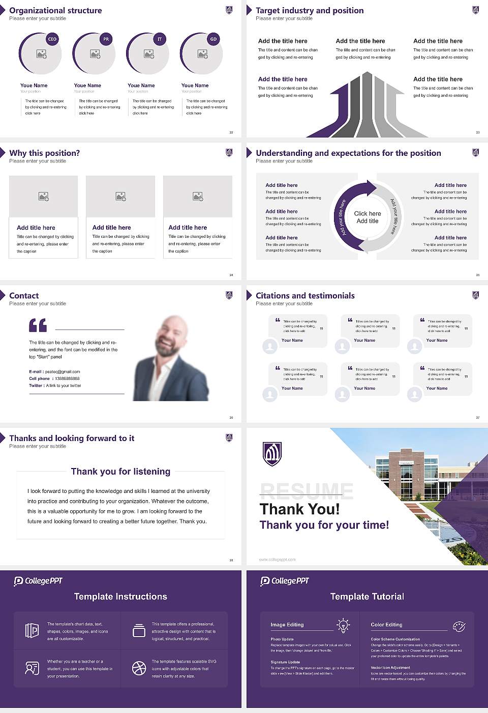 University of the Ozarks Resume PPT Template16:9 ratio PPT effect preview image4
