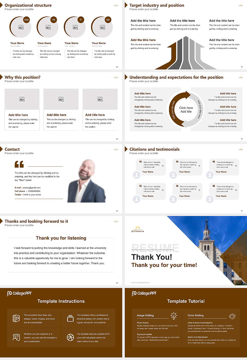 University of St Francis Resume PPT Template16:9 ratio PPT effect preview image4