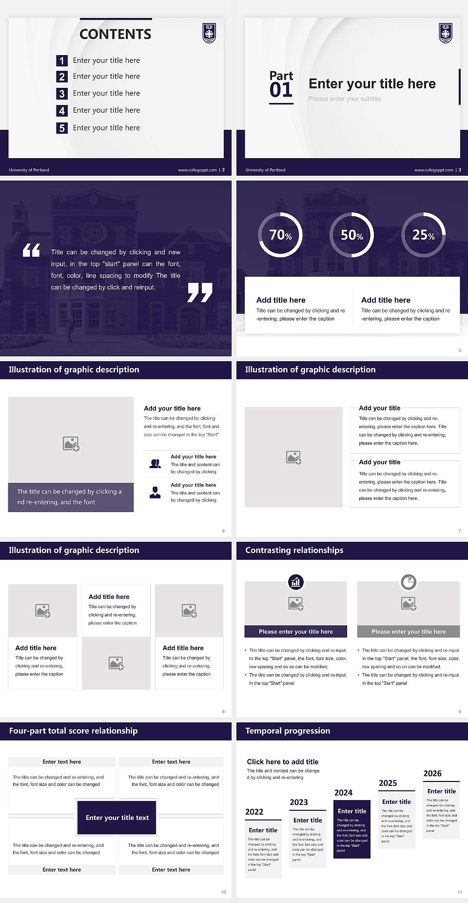 University of Portland Thesis Proposal/Graduation Defense PPT Template4:3 ratio PPT effect preview image2