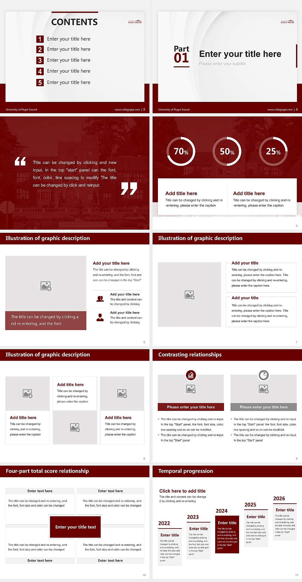 University of Puget Sound Thesis Proposal/Graduation Defense PPT Template4:3 ratio PPT effect preview image2