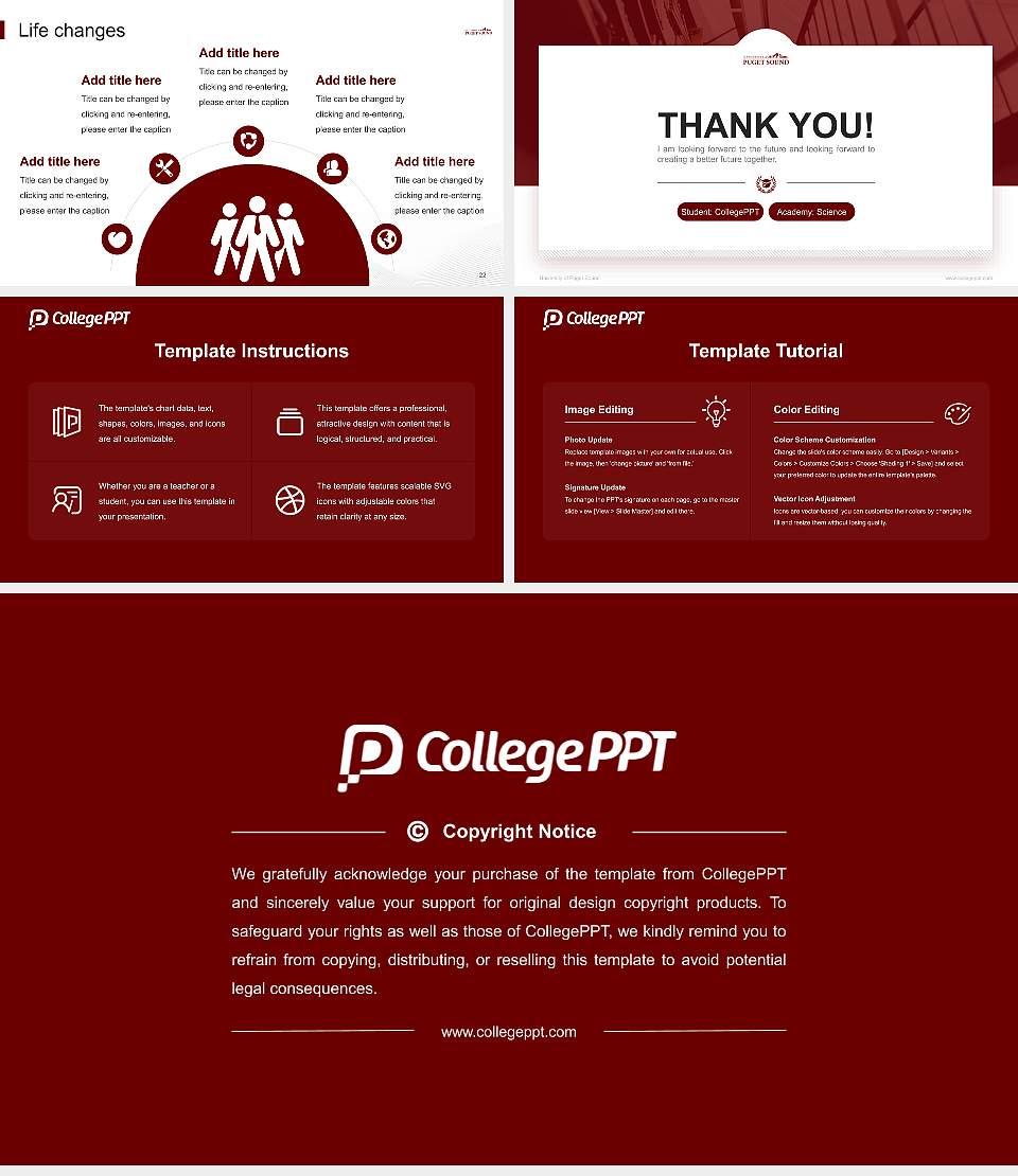 University of Puget Sound National Scholarship Defense PPT Template16:9 ratio PPT effect preview image4