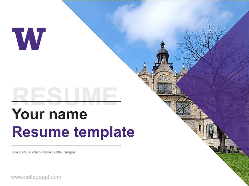 University of Washington-Seattle Campus Resume PPT Template4:3 ratio PPT effect preview image5