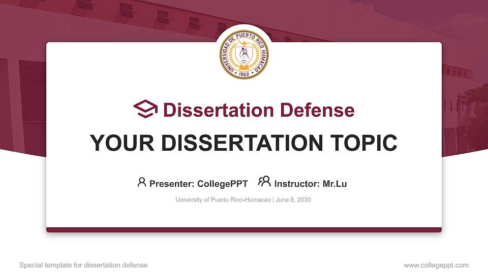 University of Puerto Rico-Humacao Graduation Thesis Defense PPT Template16:9 ratio PPT effect preview image