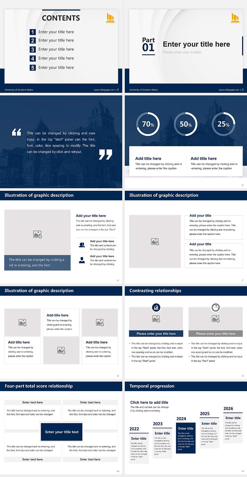 University of Southern Maine Thesis Proposal/Graduation Defense PPT Template4:3 ratio PPT effect preview image2