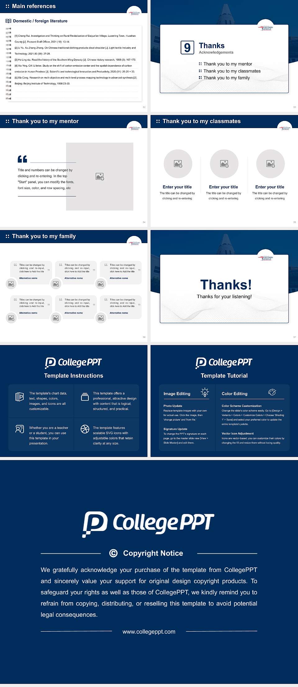 University of Southern Indiana Graduation Thesis Defense PPT Template4:3 ratio PPT effect preview image7