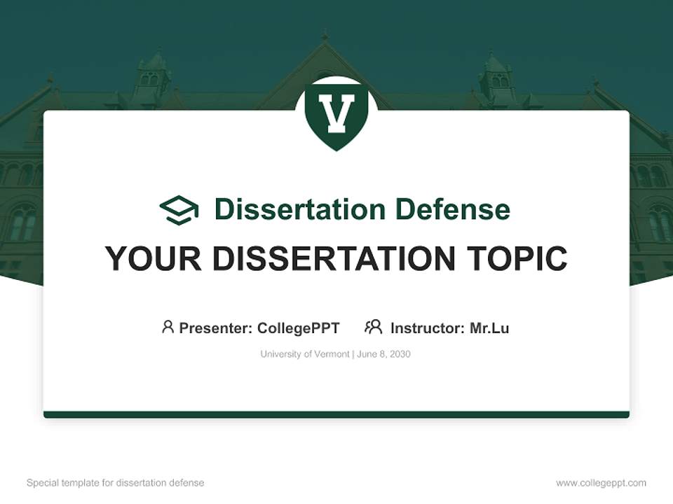University of Vermont Graduation Thesis Defense PPT Template4:3 ratio PPT effect preview image7