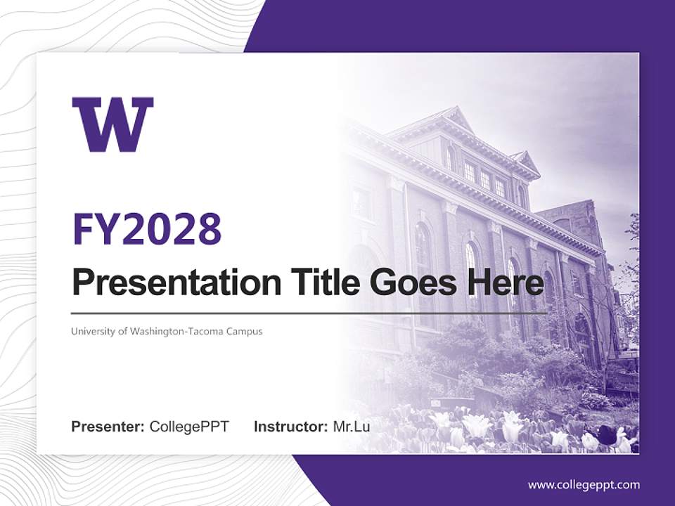 University of Washington-Tacoma Campus Academic Presentation/Research Findings Report PPT Template4:3 ratio PPT effect preview image5