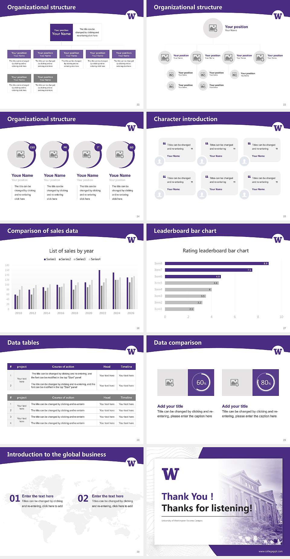 University of Washington-Tacoma Campus Academic Presentation/Research Findings Report PPT Template4:3 ratio PPT effect preview image4
