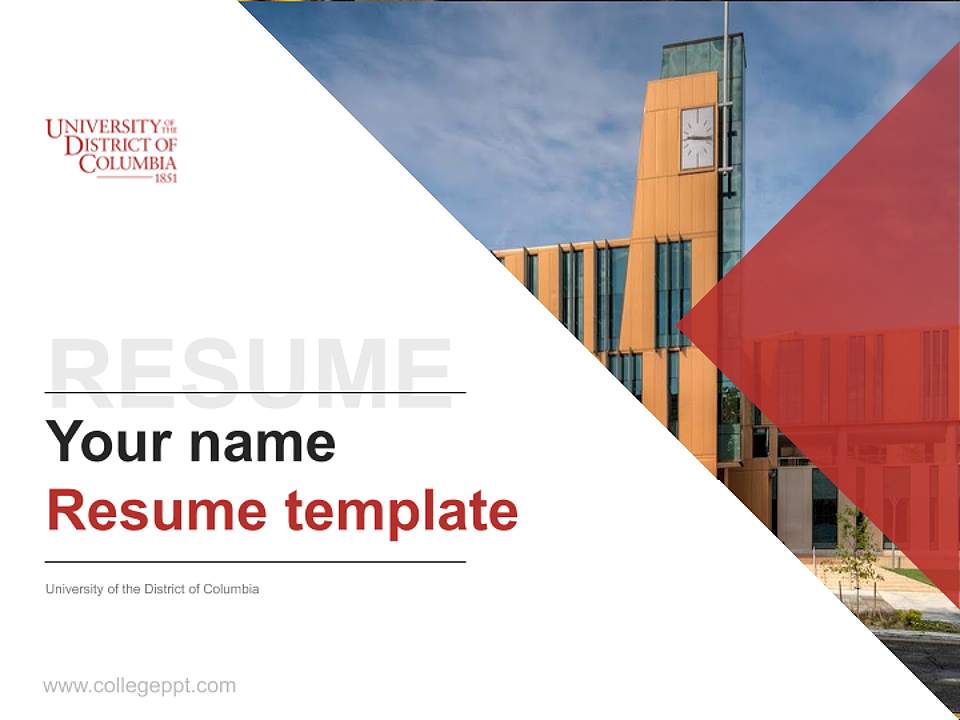 University of the District of Columbia Resume PPT Template4:3 ratio PPT effect preview image5