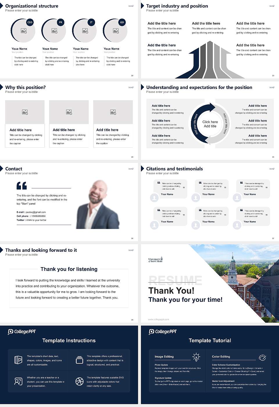 University of Saint Mary Resume PPT Template16:9 ratio PPT effect preview image4