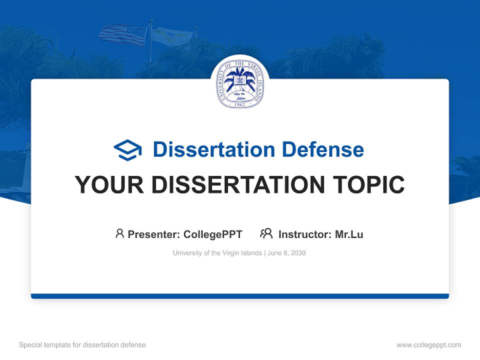 University of the Virgin Islands Graduation Thesis Defense PPT Template4:3 ratio PPT effect preview image7