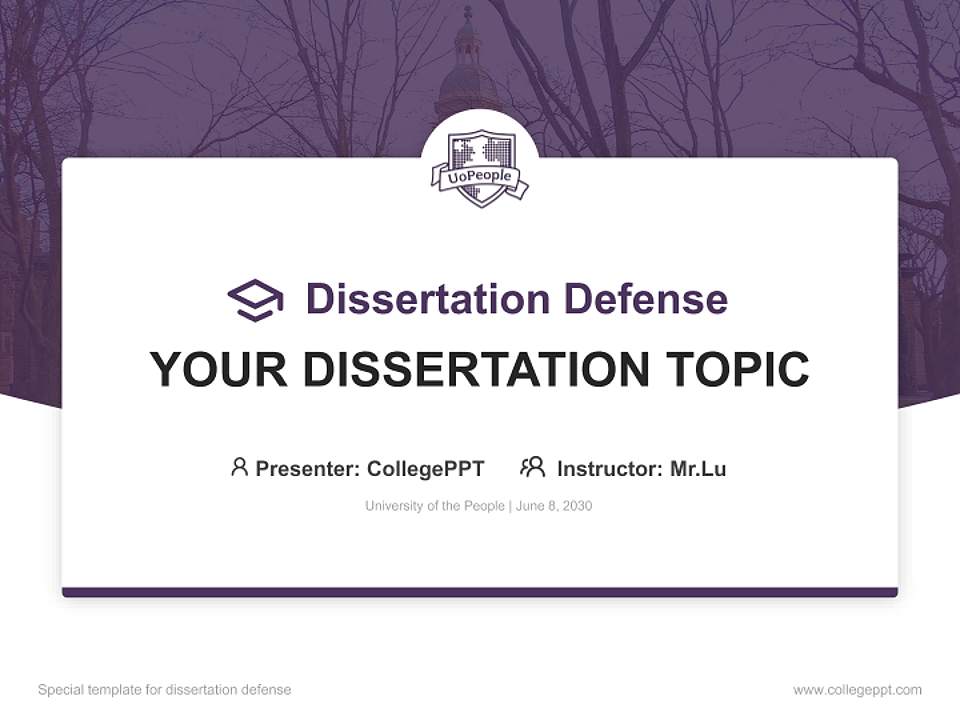 University of the People Graduation Thesis Defense PPT Template4:3 ratio PPT effect preview image7