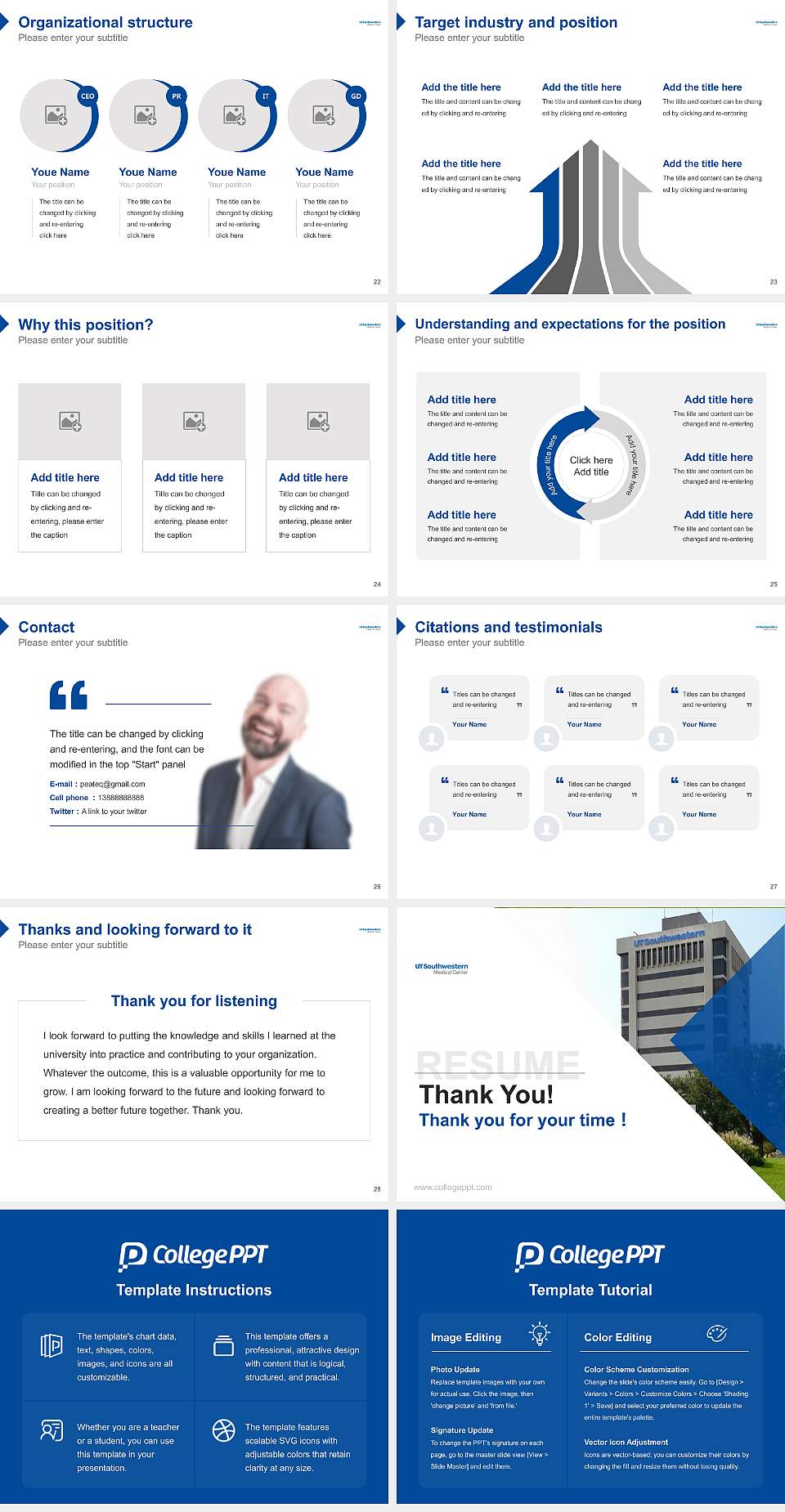 University of Texas Southwestern Medical Center Resume PPT Template4:3 ratio PPT effect preview image4